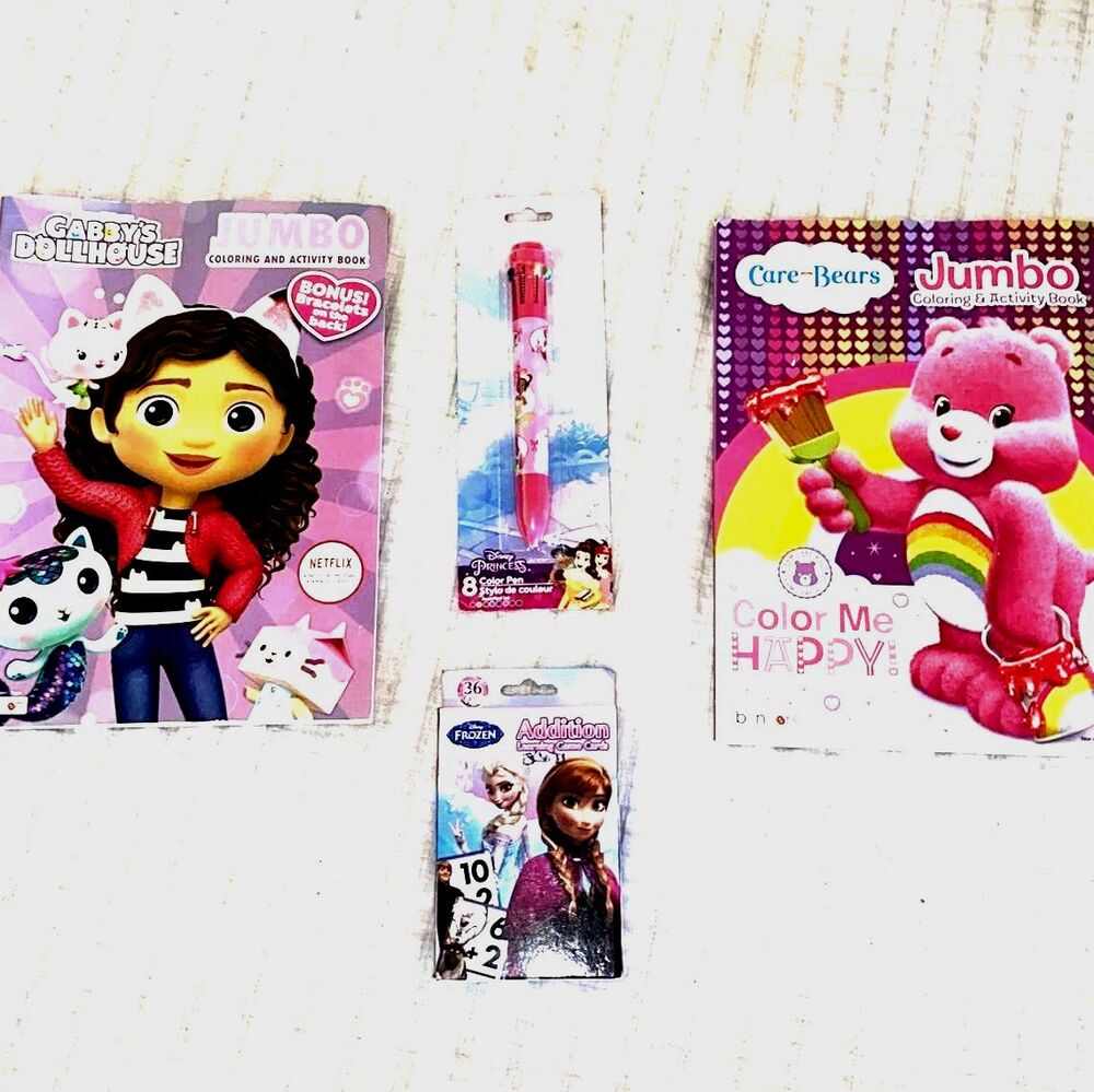 4 PIECE Girls' Activity Lot - Coloring Books 8- Color Disney Princess Pen Flash
